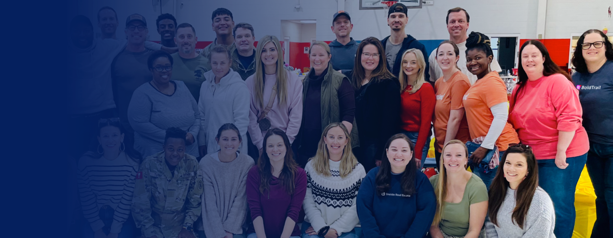 careers header image. Picture of employees with gradient overlay